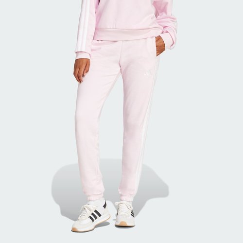 adidas Essentials 3-Stripes French Terry Cuffed Pants - Clear Pink/White - JD5308