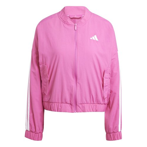 adidas Essentials 3-Stripes Lifestyle Woven Bomber Full Zip Jacket - Pink - JE1316