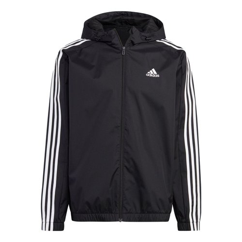 adidas Essentials 3-Stripes Woven Windbreaker - Black - IB0384