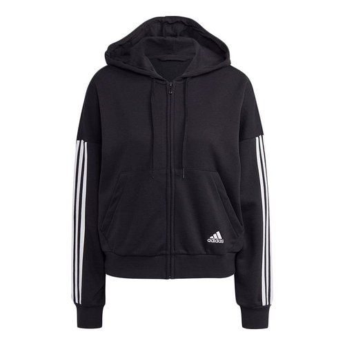 adidas Essentials Cut 3-Stripes Full-Zip Hoodie Asia Sizing - Black/White - GL1462