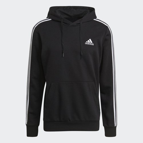 adidas Essentials French Terry 3-Stripes Hoodie - Black/White - GK9062
