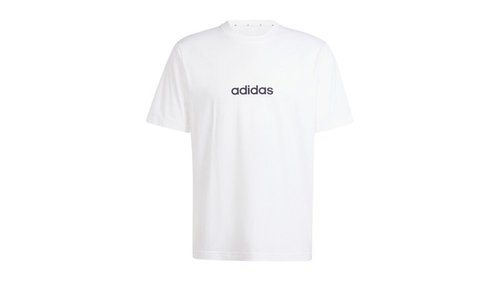 adidas Essentials Linear Single Jersey Tee Shirt - White/Black - JE9000