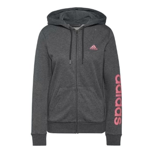 adidas Essentials Logo Full-Zip Hoodie - Grey/Pink - H07750