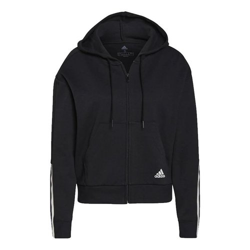 adidas Essentials Loose-Cut 3-Stripes Full-Zip Hoodie Asia Sizing - Black - GS1380