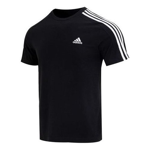 adidas Essentials Single Jersey 3-Stripes Tee - Black/White - IC9334