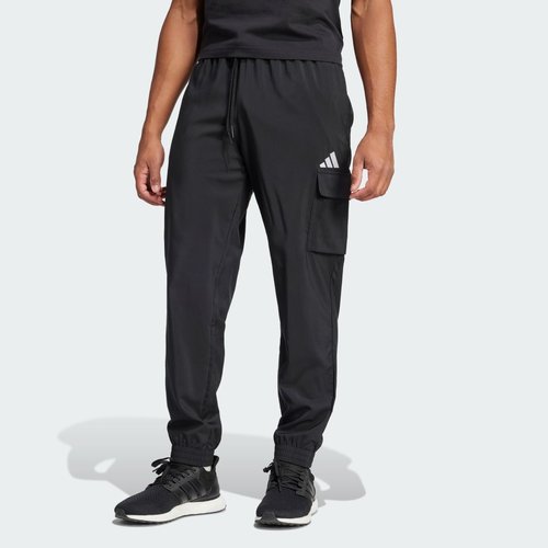 adidas Essentials Small Logo Cargo Pants - Black/White - JF3538