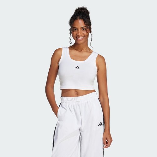adidas Essentials Small Logo Cotton Lifestyle Tank Top - White/Black - JD0545