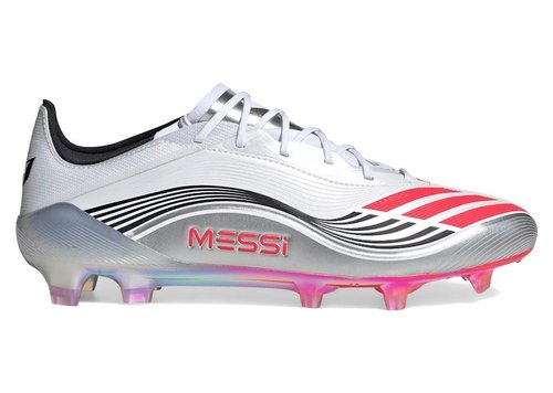 adidas Messi Adizero F50 Elite FG | White | Size 9 - Cloud White/Lucid Red/Silver Metallic - JP5593