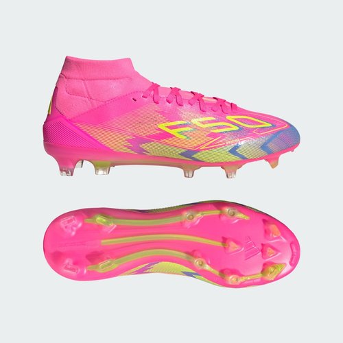 adidas Adizero F50 Pro Mid FG - Lucid Pink/Lucid Lemon/Blue Fusion - IE1461
