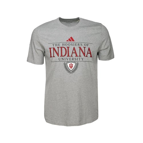 adidas Indiana Hoosiers Fresh Logo Crew Neck Short Sleeve T-Shirt - Grey - JW2078