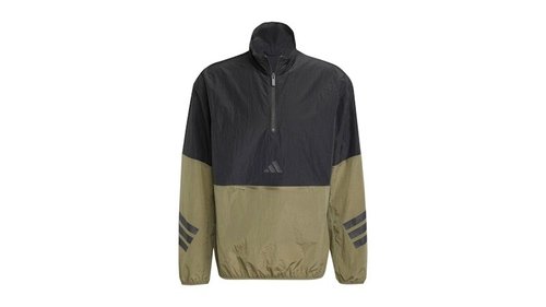 adidas Future Icons 3Stripes Woven HalfZip Sweatshirt - Olive Strata - JD4926