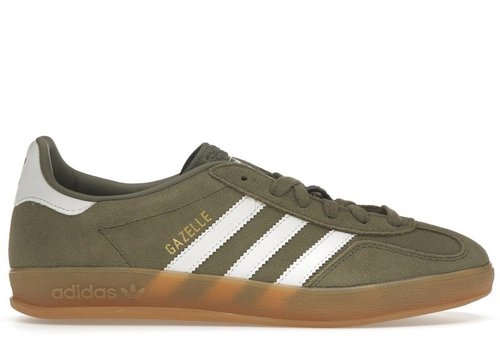 adidas Gazelle Indoor - Olive Strata/Cloud White/Gold Metallic - JQ0174