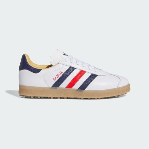 adidas Gazelle Leather Spikeless Golf - Cloud White/Dark Blue/Red - JP7705