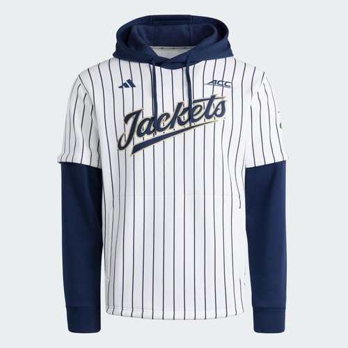 adidas Georgia Tech Yellow Jackets Baseball Hooded Jersey - White/Team Navy - JM6323