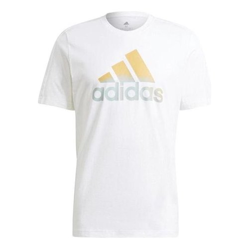 adidas Gradient Alphabet Logo Sports Round Neck Short Sleeve White - Multi-Color - GK9617
