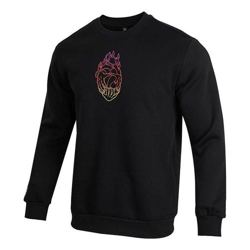 adidas Gradient Solid Color Round Neck Pullover Long Sleeves Knitwear Black - IA6677