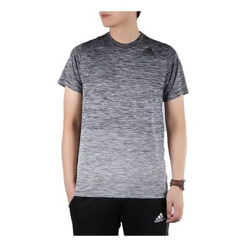adidas Gradient Tee Training Sports Round Neck Pullover Short Sleeve Metallic Black - GoldBlack - FL4394