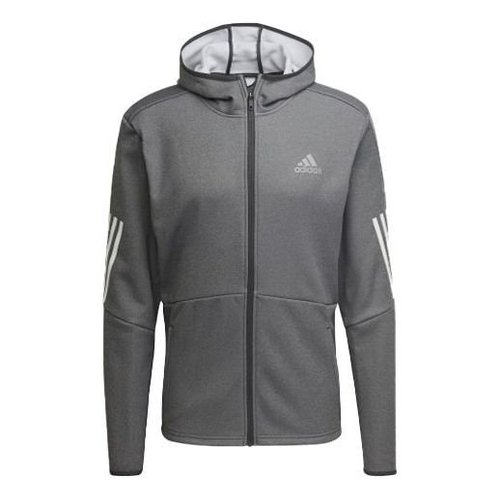 adidas Hooded Stripe Zipper Jacket Gray - Grey - HC3061