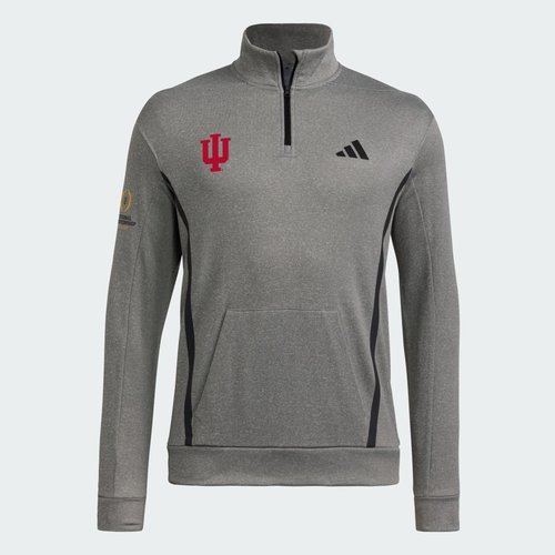 adidas Indiana Hoosiers Game & Go Team Issue 1/4 Zip Sweatshirt - Medium Grey Heather/Multi - LD3698