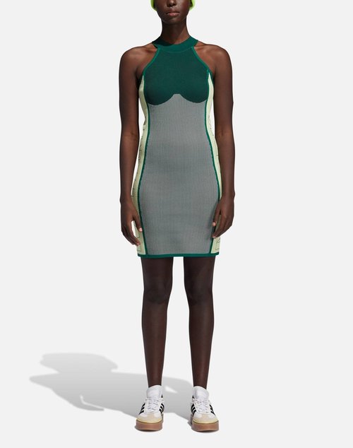 adidas IVY PARK KNIT LOGO DRESS 'Dark Green/Green Tint-Yellow Tint ...