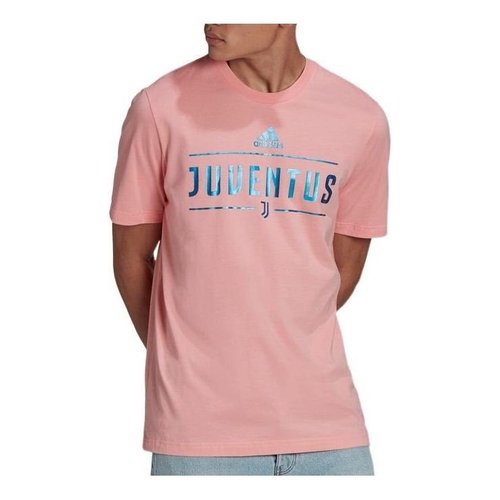 adidas Juventus Alphabet Printing Casual Short Sleeve Pink T-Shirt - Multi-Color - HG1245