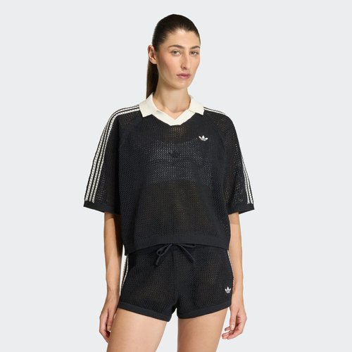 adidas Knitted Crochet Polo - Black - KC6491