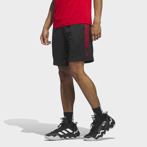 adidas Legends 3-Stripes Basketball Shorts - Black/Better Scarlet - IC2452
