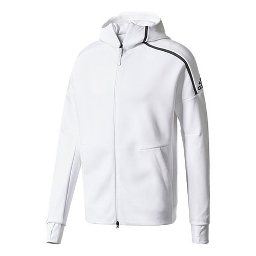 adidas Logo Knit Hooded Jacket - White - CD6277