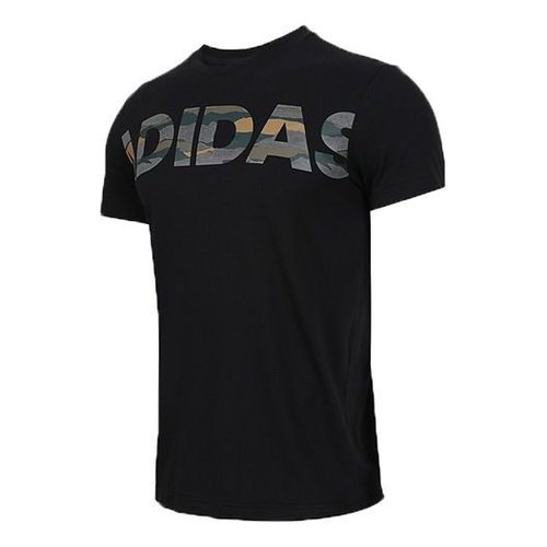 adidas Logo Large Alphabet Printing Short Sleeve - Black - DZ1989