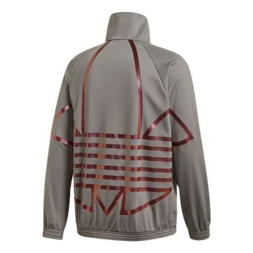 adidas Logo Printing Sports Stand Collar Jacket Gray - Grey - FS7332
