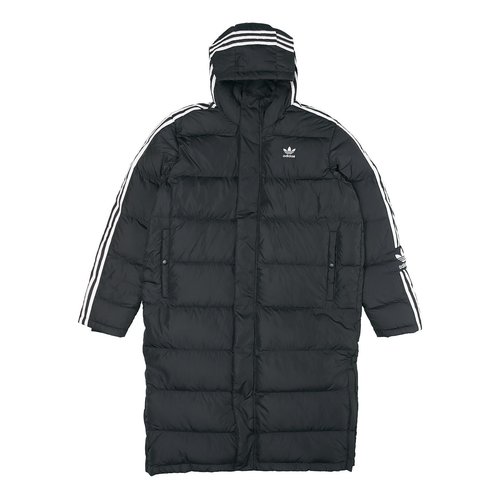 adidas Long Down Side Logo Printing mid-length Sports Down Jacket - Black - HI4658