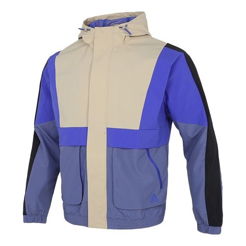 adidas Loose Logo Casual Contrastings Woven Windproof Hooded Jacket Purple - Multi-Color - H40217