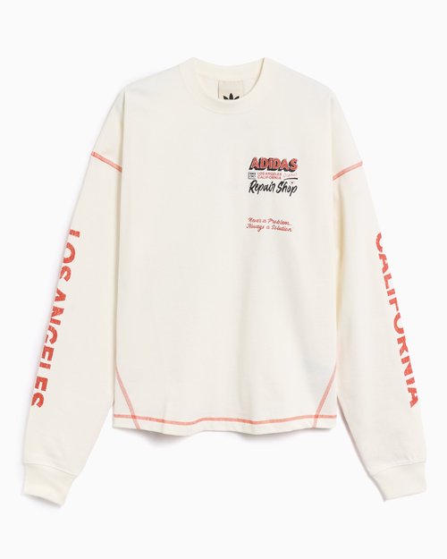 adidas Wilshire Long Sleeve Tee Shirt - Off White - JX6142