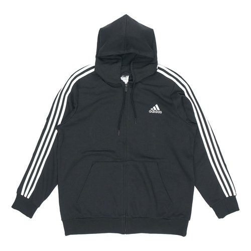 adidas Essentials French Terry 3-Stripes Full-Zip Hoodie - Black/White - GK9032