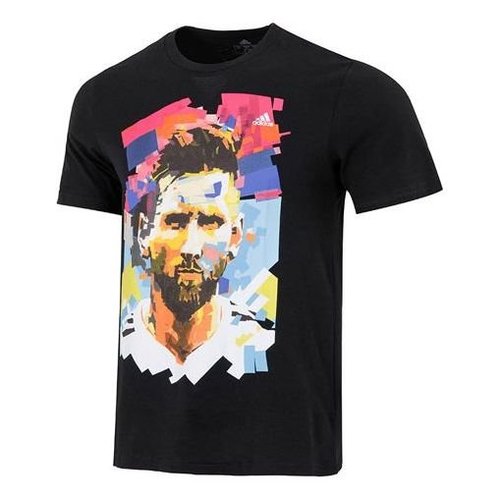 adidas M Messi G T Character Alphabet Numeric Printing Soccer/Football Sports Short Sleeve 1 0 Black - HA0931
