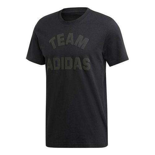 adidas M V Alphabet Printing Casual Sports Round Neck Short Sleeve - Black - ED7281