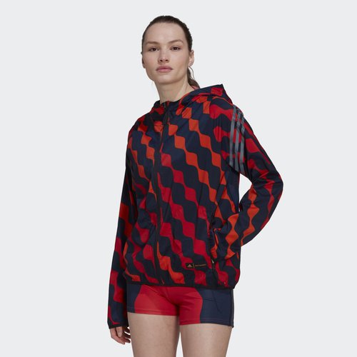 adidas Marimekko Run Icons 3-Stripes Hooded Running Windbreaker - Collegiate Orange - HH7323