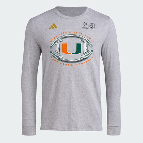 adidas Miami Hurricanes College Football Playoff Semifinal Long Sleeve Tee - Medium Grey Heather/Multi - KU0963