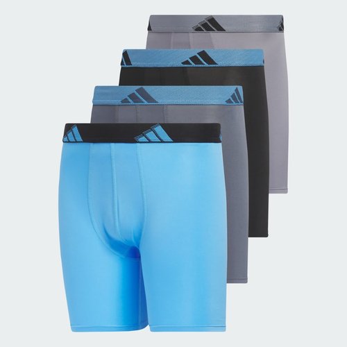 adidas Microfiber 4-Pack Long Boxer Briefs - Blue Burst/Black/Grey - IU9241