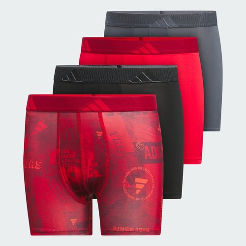 adidas Microfiber Graphic 4-Pack Boxer Briefs - Pure Ruby/Black/Pure Ruby - JK5533