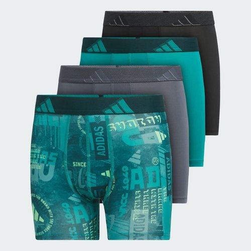 adidas Microfiber Graphic 4-Pack Boxer Briefs - Pure Teal/Onix/Pure Teal - JK5532