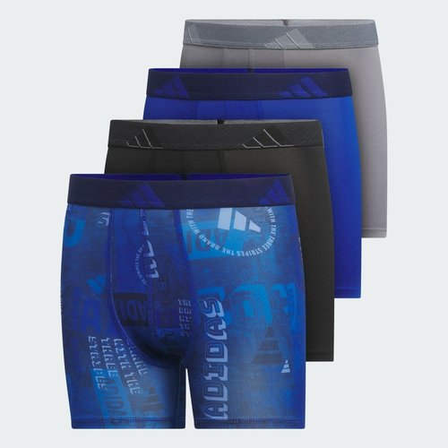 adidas Microfiber Graphic 4-Pack Boxer Briefs - Royal Blue/Black/Blue - JK5534