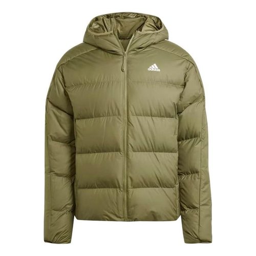 adidas Midweight Down Hooded Jacket - Olive Green - IK3214