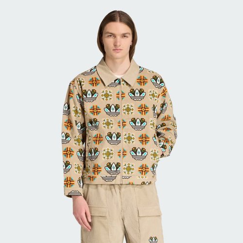 adidas Monogram Allover Print Loose Coach Jacket - Trace Khaki - JY2996