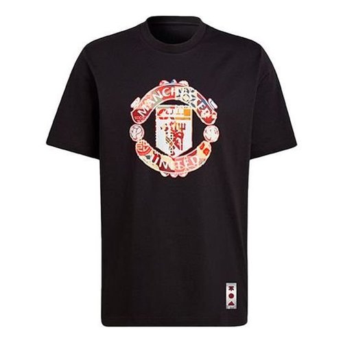 adidas Mufc Cny Tee limited Logo Printing Manchester United Soccer/Football Round Neck Short Sleeve - Black - H63996