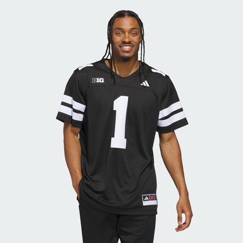 adidas Nebraska Cornhuskers Premier Strategy Football Jersey - Black - KC0509