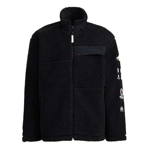 adidas neo logo Casual Stand Collar Windproof Sports Jacket Black - HG9030