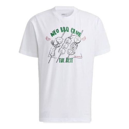 adidas neo Logo Letter Printing Round Collar - White - H62009