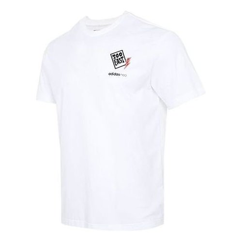 adidas neo Logo Printing Sports Short Sleeve - White - GP4810