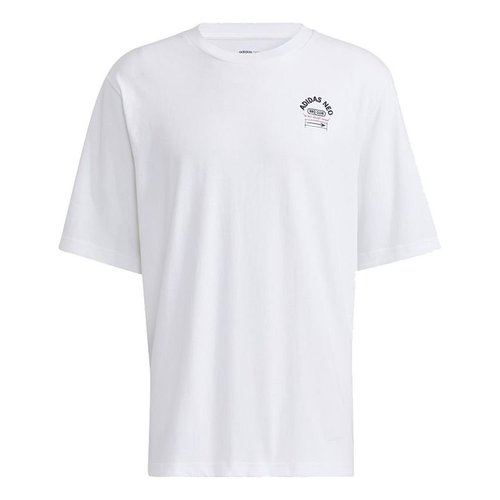 adidas neo M Bqfd Tee 2 Subject Printing Loose Sports Short Sleeve - White - H62007